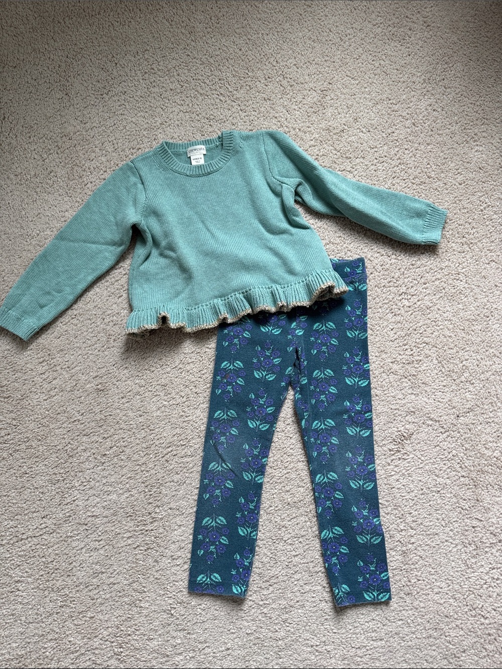 Crewcuts Mint Green Knit Crewneck Sweater & Pant Set
